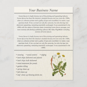 Prospectus 11,4 Cm X 14,2 Cm Dandelion Illustration Landscaping Business Flyer