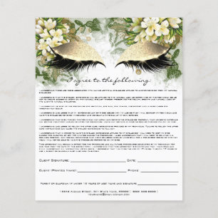 Prospectus 11,4 Cm X 14,2 Cm Décharge de responsabilité pour extension de cils 