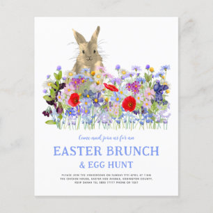 Prospectus 11,4 Cm X 14,2 Cm Déjeuner de Pâques Chasse aux œufs Lapin Mignon Fl