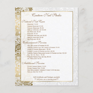 Prospectus 11,4 Cm X 14,2 Cm Dentelle Florale Or Avec Arrière - plan Blanc