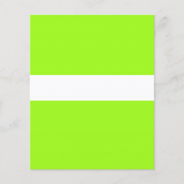 Prospectus 11,4 Cm X 14,2 Cm Dépliant chartreuse néon et blanc réglable (Devant)