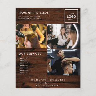 Prospectus 11,4 Cm X 14,2 Cm Dépliant de marketing minimaliste en bois pour sal