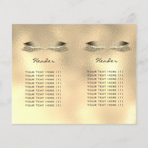 Prospectus 11,4 Cm X 14,2 Cm Dépliant de prix de maquillage des cils en verre d