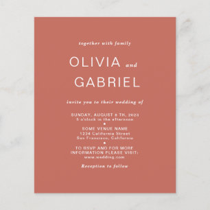 Prospectus 11,4 Cm X 14,2 Cm Design minimaliste. Mariage moderne rouille brun I
