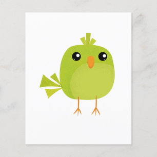 Prospectus 11,4 Cm X 14,2 Cm Dessin animé d'oiseau vert mignon