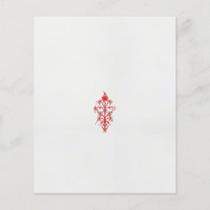 Prospectus 11,4 Cm X 14,2 Cm dessin d'une fleur rouge et feuille sur un ba blan