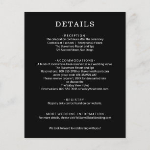 Prospectus 11,4 Cm X 14,2 Cm Détails de mariage noir et blanc de budget