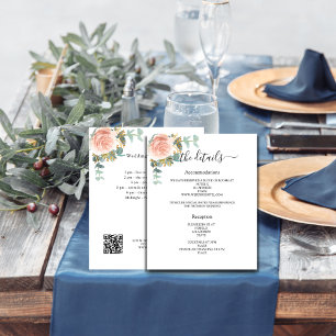 Prospectus 11,4 Cm X 14,2 Cm Détails du programme de mariage floral rose