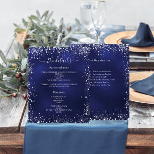 Prospectus 11,4 Cm X 14,2 Cm Détails du programme de mariage pour bleu marine