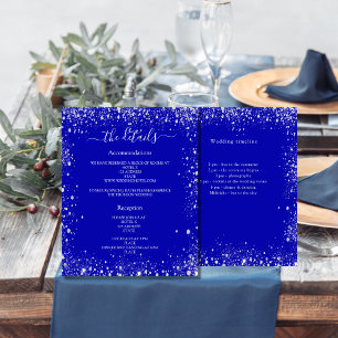 Prospectus 11,4 Cm X 14,2 Cm Détails du programme de mariage Royal blue silver