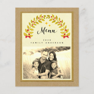 Prospectus 11,4 Cm X 14,2 Cm dîner de noël rustique menu modèle