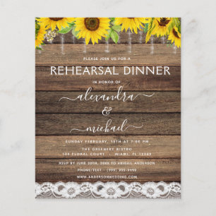 Prospectus 11,4 Cm X 14,2 Cm Dîner de répétition budgétaire tournesol rustique