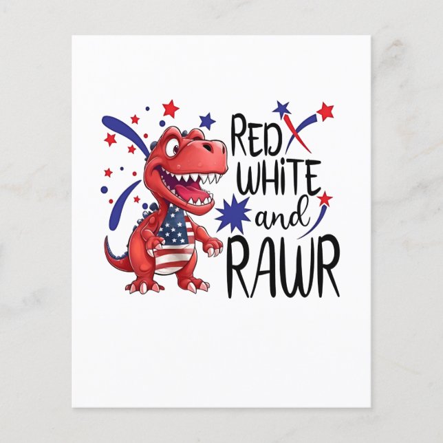 Prospectus 11,4 Cm X 14,2 Cm Dinosaure blanc rouge occidental (Devant)
