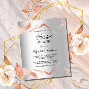 Prospectus 11,4 Cm X 14,2 Cm Douche nuptiale argent rose or budget invitation