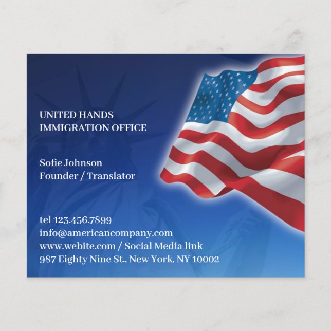 Prospectus 11,4 Cm X 14,2 Cm Drapeau américain (Devant)