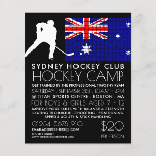 Prospectus 11,4 Cm X 14,2 Cm Drapeau australien, Joueur de hockey, Publicité de