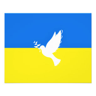 Prospectus 11,4 Cm X 14,2 Cm Drapeau de l'Ukraine - La colombe de la paix - Lib