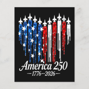 Prospectus 11,4 Cm X 14,2 Cm Drapeau du 250e anniversaire d'Amérique avec cœur