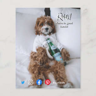 Prospectus 11,4 Cm X 14,2 Cm drôle de carte postale relax lit chien