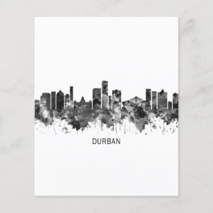 Prospectus 11,4 Cm X 14,2 Cm Durban Afrique du Sud Skyline BW