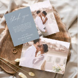 Prospectus 11,4 Cm X 14,2 Cm Dusty Blue Mariage Minimaliste Merci Cartes<br><div class="desc">Cartes de remerciements du Mariage Budget qui ont une photo à l'avant et à l'arrière. Les cartes de remerciement contiennent une typographie de script moderne,  lettrée à la main,  qui sont élégantes,  simples et modernes à utiliser après la célébration du mariage.</div>