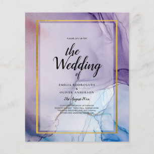 Prospectus 11,4 Cm X 14,2 Cm Dusty Purple Navy Blue Gold INK Wedding INVITE