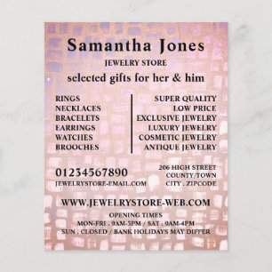 Prospectus 11,4 Cm X 14,2 Cm Effet mosaïque, magasin de bijoux