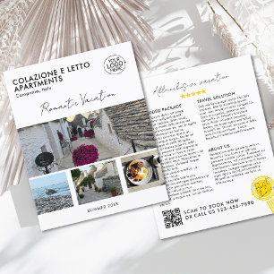 Prospectus 11,4 Cm X 14,2 Cm Élégant Ajouter Votre Logo Grille Photo QR Code Pr