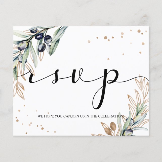 Prospectus 11,4 Cm X 14,2 Cm Elegant/Budget/Olive RSVP card. Dépliants (Devant)