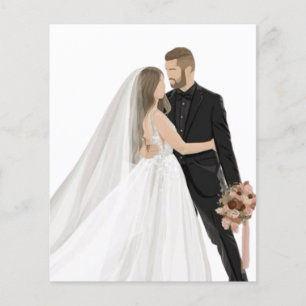 Prospectus 11,4 Cm X 14,2 Cm Élégant dépliant d'information de mariage avec pho