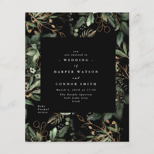 Prospectus 11,4 Cm X 14,2 Cm Élégant Eucalyptus Gold Budget Premium (Devant)