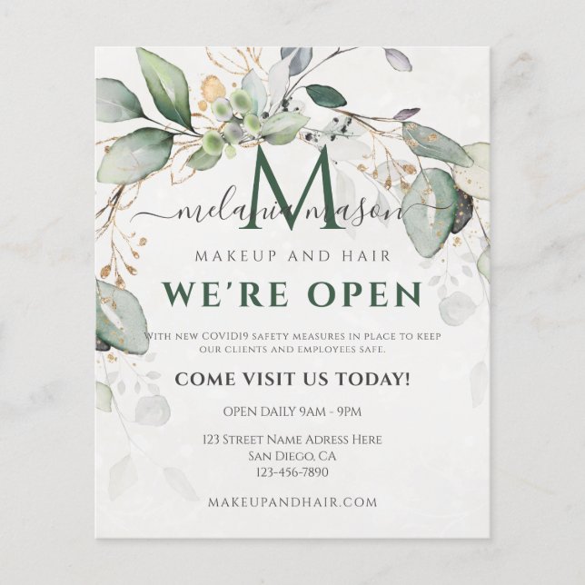 Prospectus 11,4 Cm X 14,2 Cm Elegant Eucalyptus Greenery Botanical (Devant)