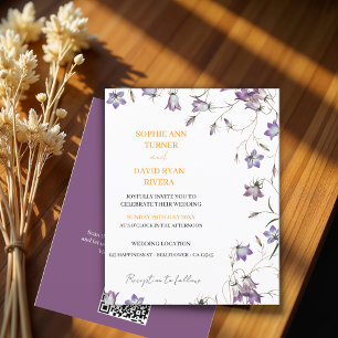 Prospectus 11,4 Cm X 14,2 Cm Elégant Floral Bellflower Budget Mariage Invite