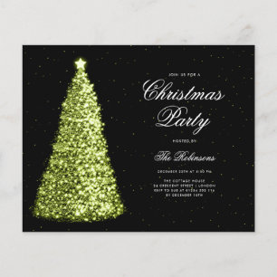 Prospectus 11,4 Cm X 14,2 Cm Élégant Green Christmas Tree Invitation Menu Progr
