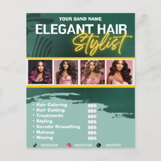 Prospectus 11,4 Cm X 14,2 Cm Elegant Hair Stylist Salon Makeup Waxing Flyers