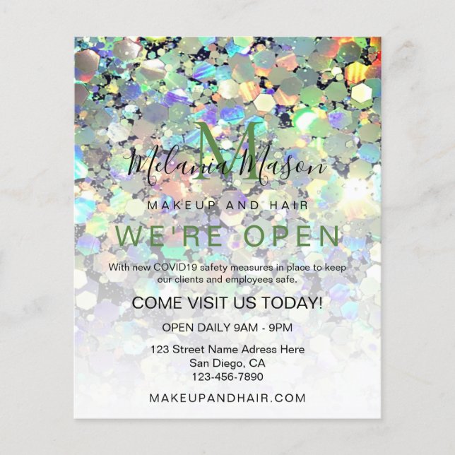 Prospectus 11,4 Cm X 14,2 Cm Elégant Holographe Parties scintillant maquillage  (Devant)