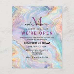 Prospectus 11,4 Cm X 14,2 Cm Élégant Iridescente Holographique Agate Or Marbre