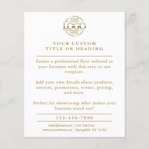 Prospectus 11,4 Cm X 14,2 Cm Élégant logo d'affaires blanc et or promotionnel