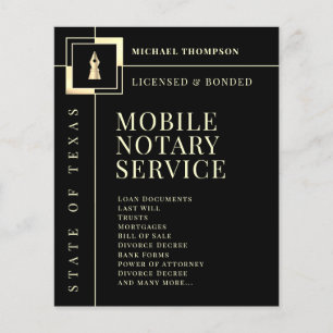 Prospectus 11,4 Cm X 14,2 Cm Elégant stylo à encre dorée notaire flyer