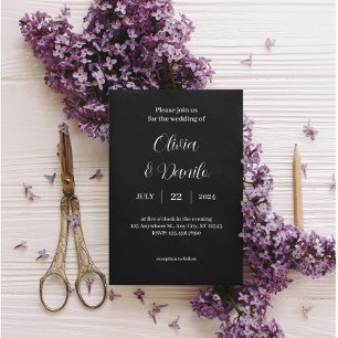 Prospectus 11,4 Cm X 14,2 Cm Elégante faire-part de mariage classique noir et b