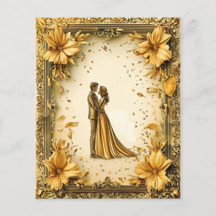 Prospectus 11,4 Cm X 14,2 Cm Élégante œuvre d'art en or représentant un couple 