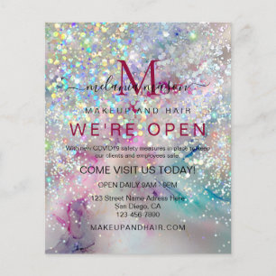 Prospectus 11,4 Cm X 14,2 Cm Élégante Parties scintillant holographique Pastel