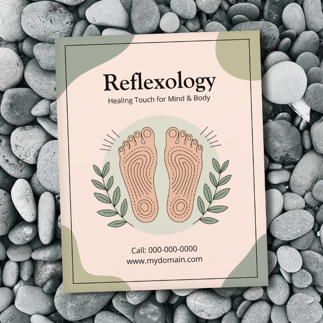 Prospectus 11,4 Cm X 14,2 Cm Éléments botaniques & Empreinte - Réflexologie (Botanical Elements & Footprint - Reflexology Flyer)