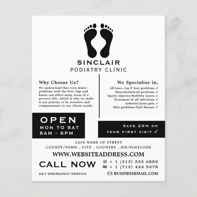 Prospectus 11,4 Cm X 14,2 Cm Empreintes modernes, Clinique Podiatriaire, Podiat (Devant)