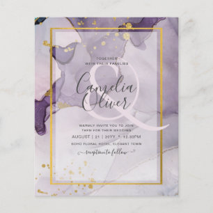 Prospectus 11,4 Cm X 14,2 Cm Encre alcoolique abstraite de mariage or violet po
