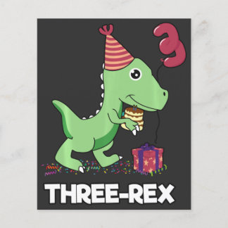 Prospectus 11,4 Cm X 14,2 Cm Enfant de 3 ans Anniversaire Dinosaur Enfants de 3