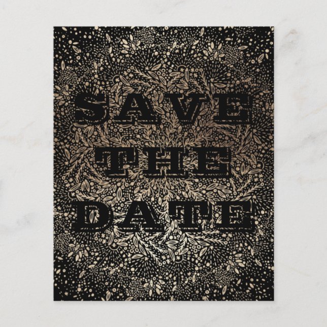 Prospectus 11,4 Cm X 14,2 Cm Enregistrer la date Elegant Black Gold budget (Devant)