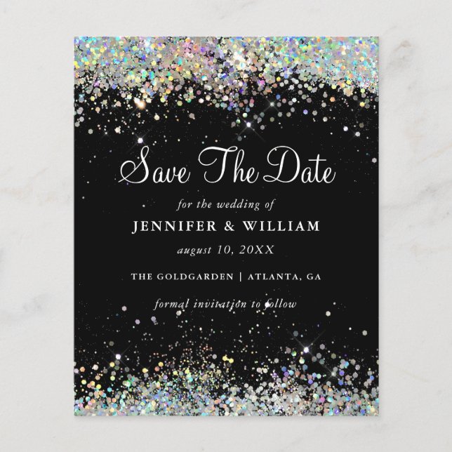 Prospectus 11,4 Cm X 14,2 Cm Enregistrer la date Holographique Parties scintill (Devant)