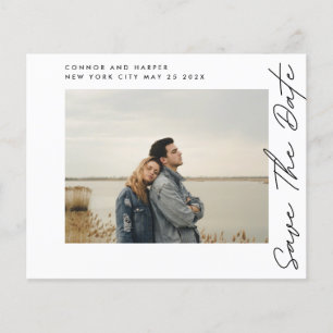 Prospectus 11,4 Cm X 14,2 Cm enregistrer la date QR Code Modern Photo Border bu