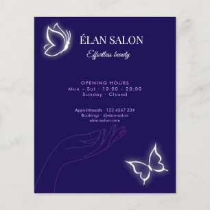 Prospectus 11,4 Cm X 14,2 Cm Enseigne Élégante de Salon de Beauté Papillon Lumi